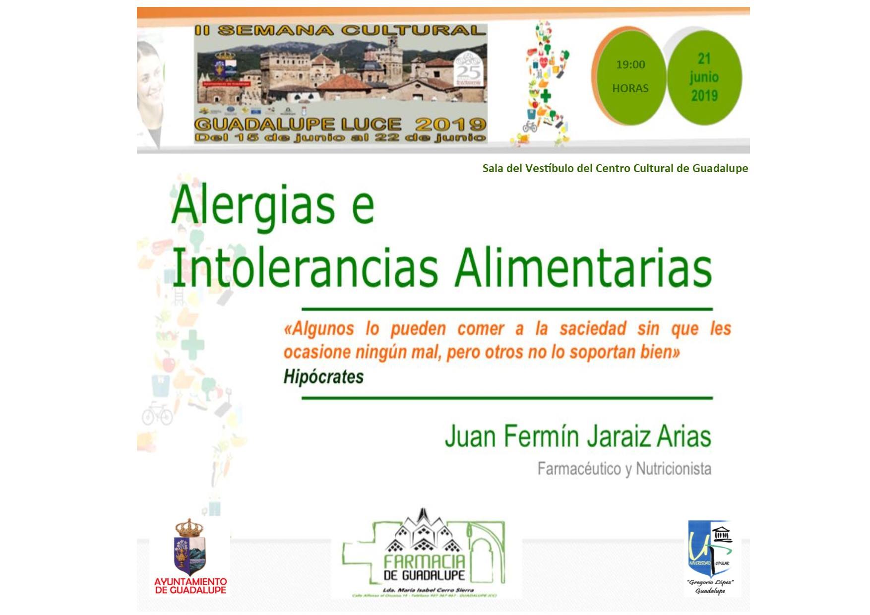 Charla-coloquio alergias e intolerancias alimentarias 2019 - Guadalupe (Cáceres)