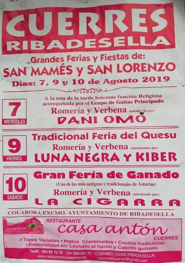Ferias y fiestas 2019 - Cuerres (Asturias)