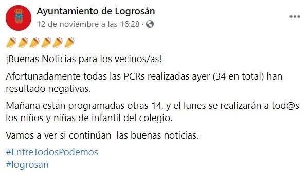 48 casos negativos de COVID-19 (noviembre 2020) - Logrosán (Cáceres) 1