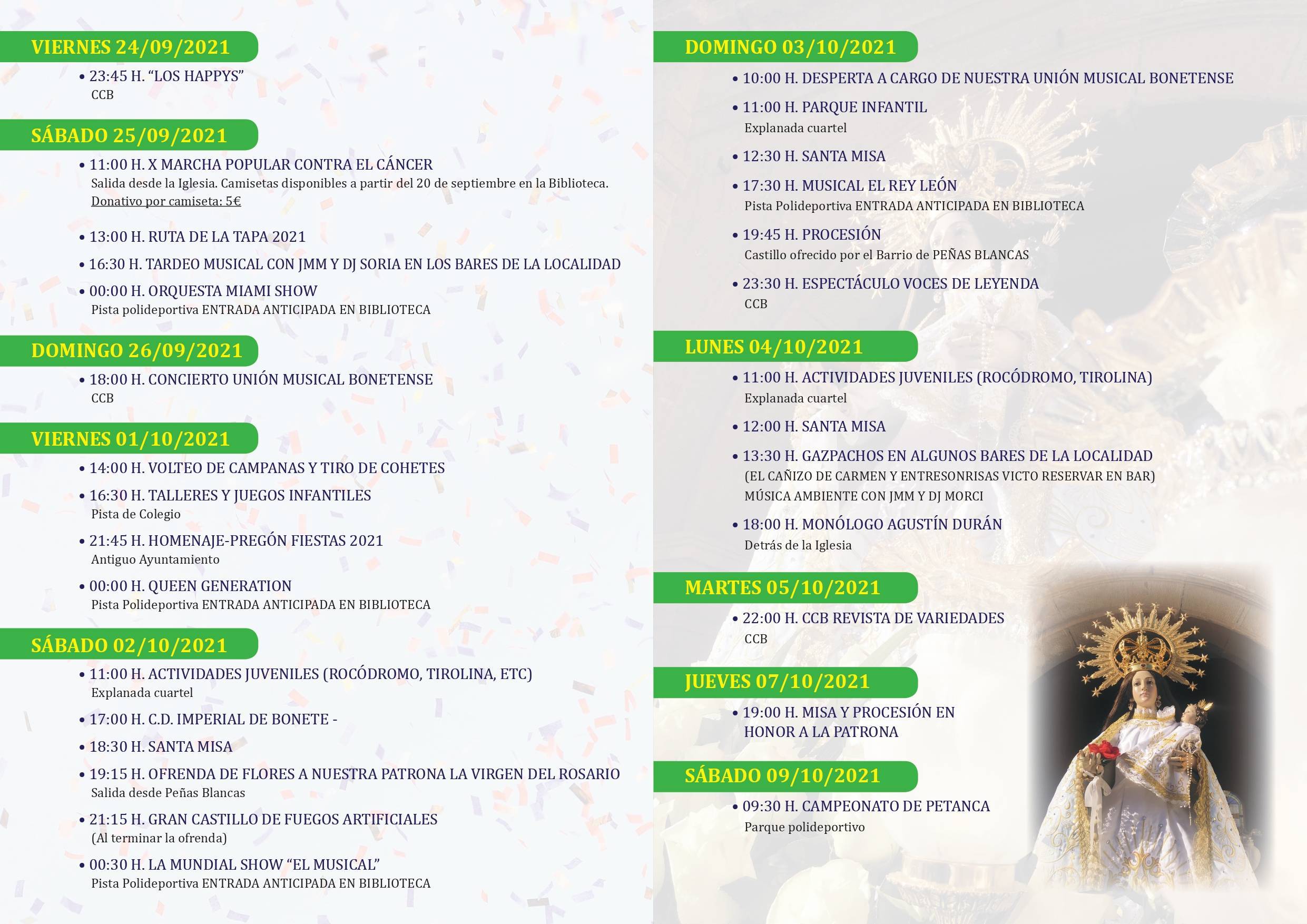 Fiestas patronales en honor a la Virgen del Rosario (2021) - Bonete (Albacete) 2