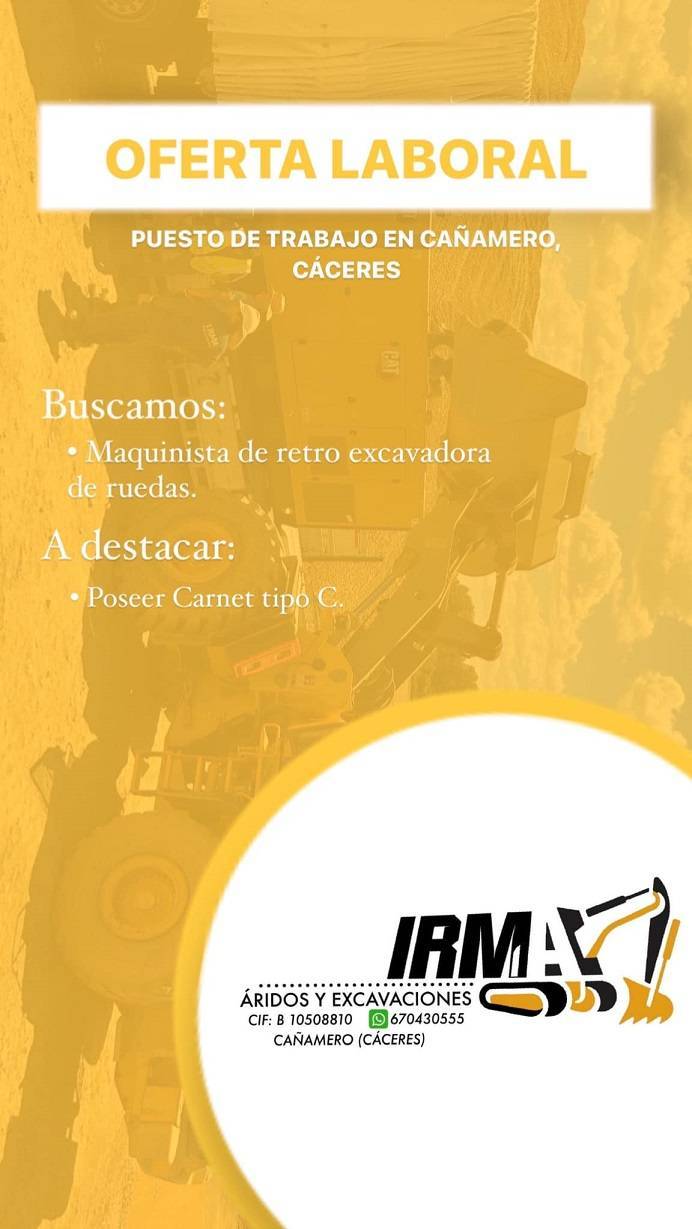 Maquinista de retro excavadora de ruedas (2024) - Cañamero (Cáceres)