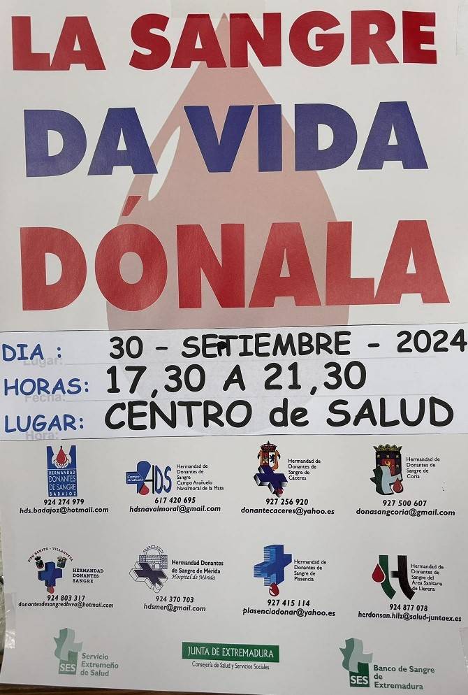 Donación de sangre (septiembre 2024) - Guadalupe (Cáceres)