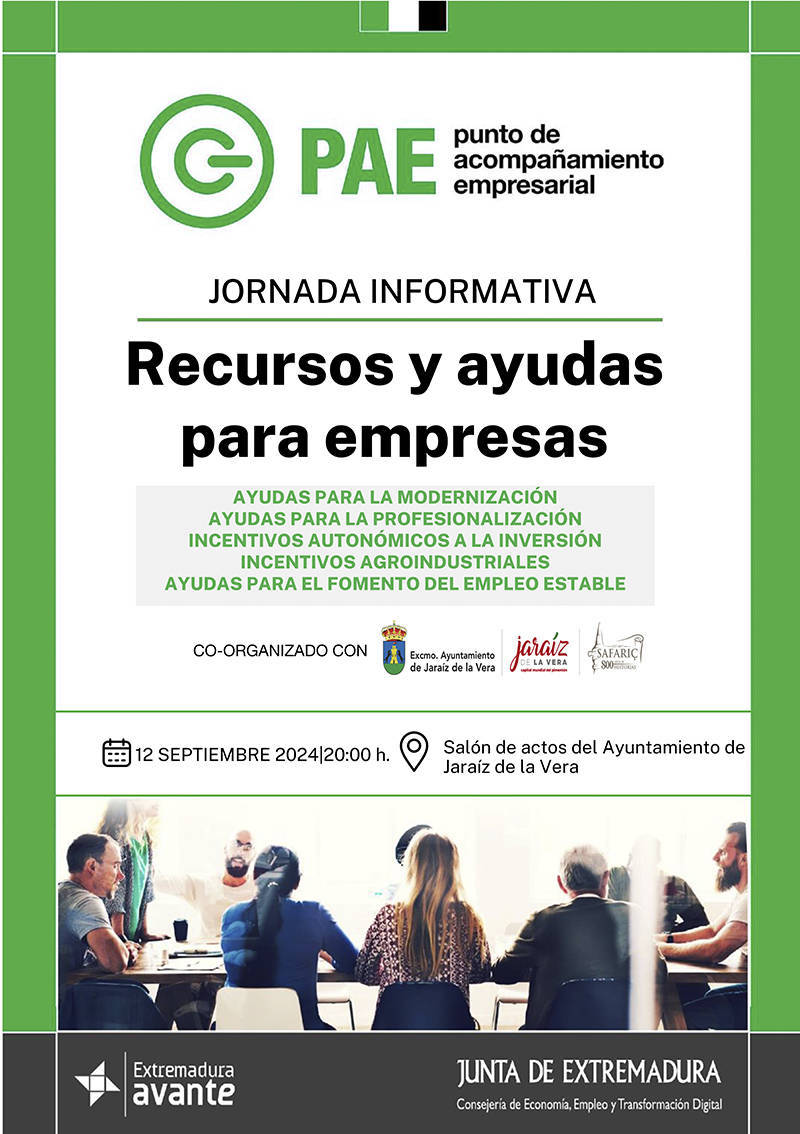 Jornada informativa sobre recursos y ayudas para empresas (2024) - Jaraíz de la Vera (Cáceres)