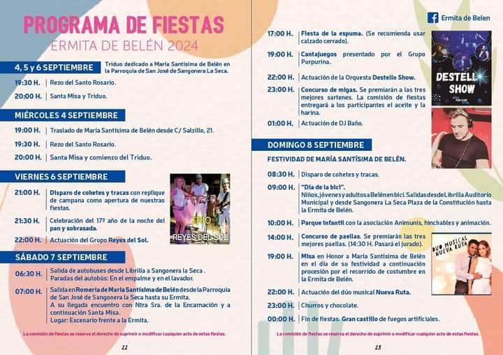 Programa de fiestas de la ermita de Belén (2024) - Librilla (Murcia)